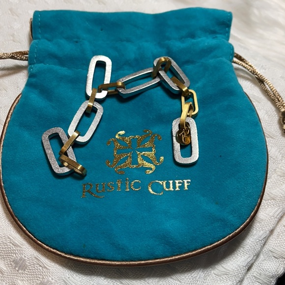 Rustic Cuff bracelet links silver gold - Picture 4 of 4